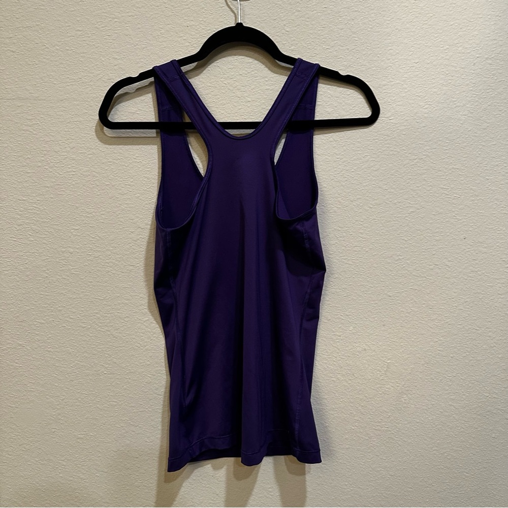 Women's Nike Pro Deep Purple Tank Top with Pink Logo - Picture 2 of 4